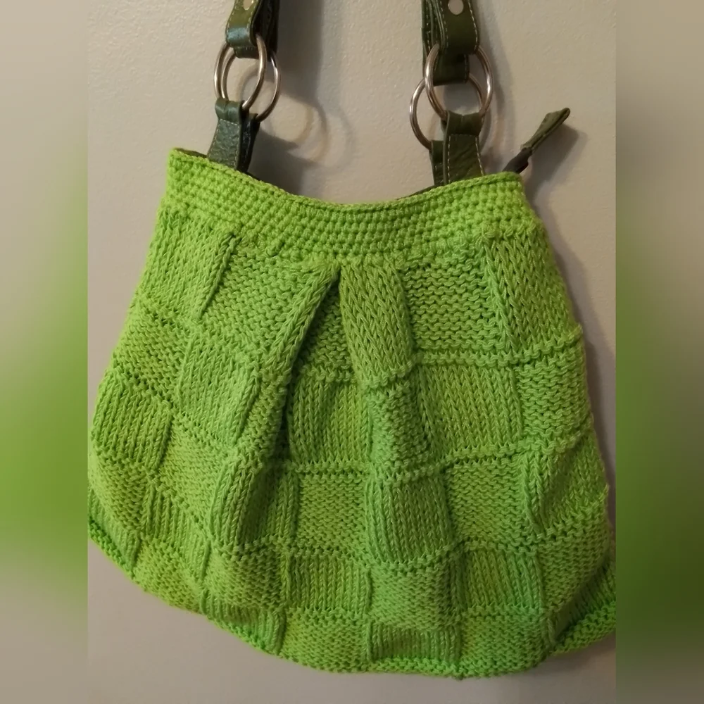 Crochet / Knitted Lime Green Shoulder bag - Picture 1 of 6